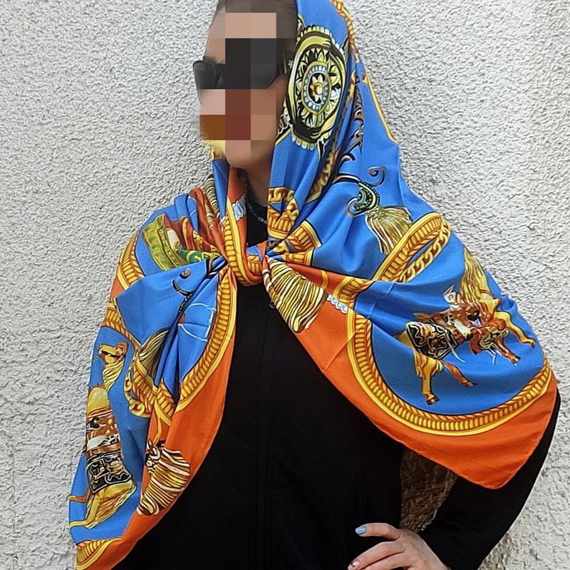 روسری مجلسی توییل ابریشم دست‌دوز