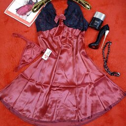 لباس خواب زنانه ساتن دانتل برند لاو دارای شورت مناسب سایز 38تا 40رنگ مطابق تصویر کدL4242