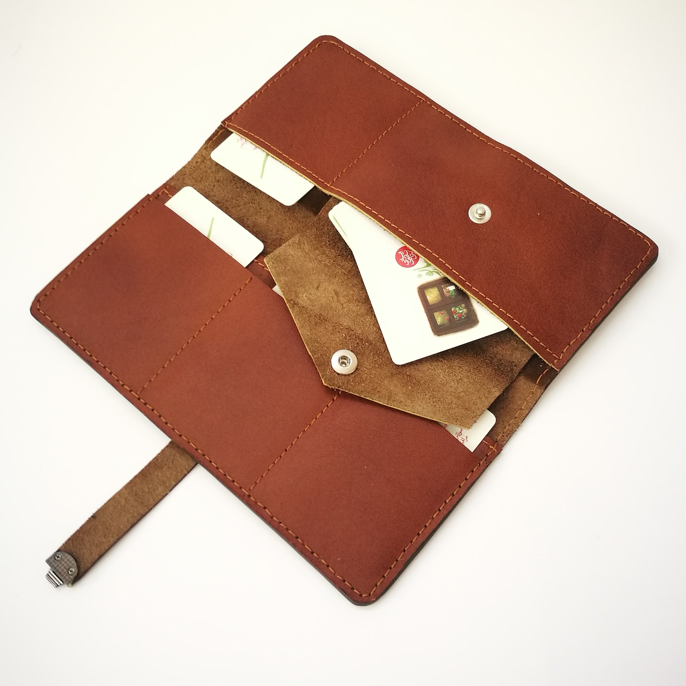 کیف پول دو لت چرم طبیعی(دستدوز)