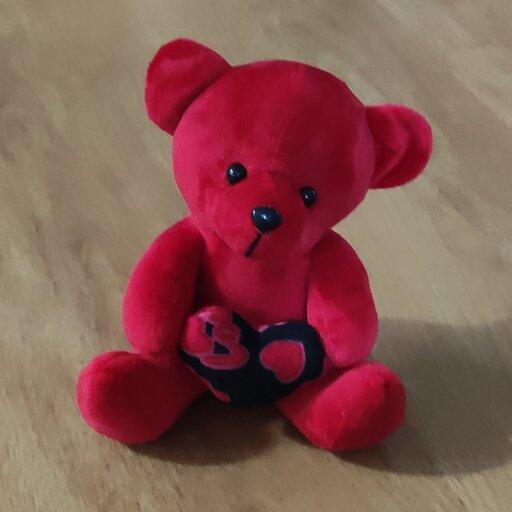  ولنتاین عروسک خرس طرح  قلب به دست  قرمز 25 سانتی  عروسک عشق، هدیه، گیفت