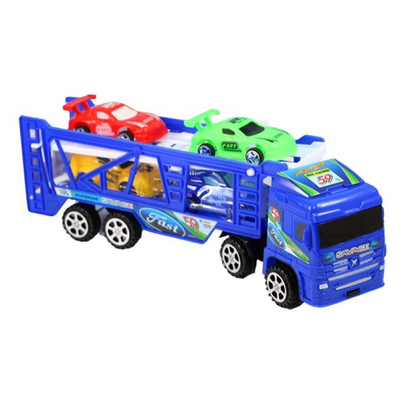 اسباب بازی تریلی اسکانیا حمل ماشین درج، رنگ آبی