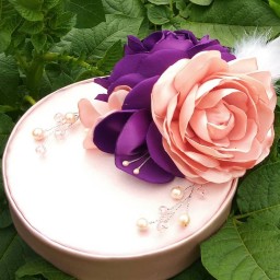 کلاه فرانسوی با گلهای پارچه ای گلابتون