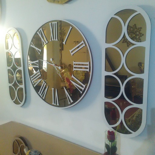 ساعت دیواری   آینه ای سه تیکه طرح گرد مدل ورساچ