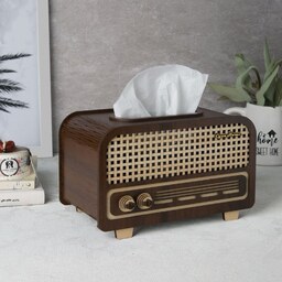 جعبه دستمال کاغذی سایان هوم مدل رادیو قدیمی طرح حصیر