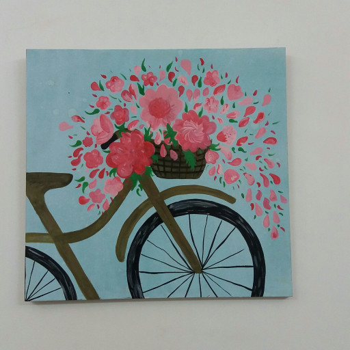 تابلو دوچرخه و گل