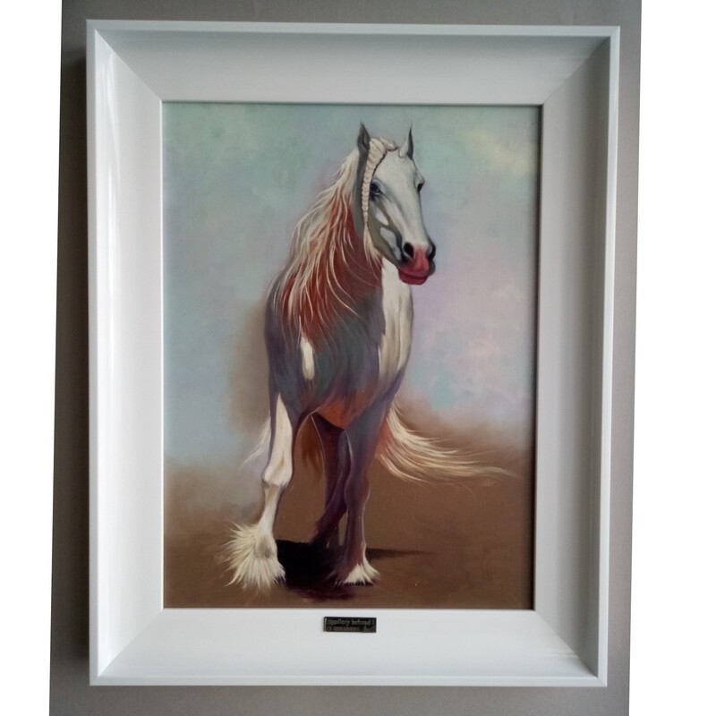 تابلوی نقاشی اسب سفید رنگ روغن