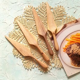 مینی کاردک کیک و کوکو چوبی دستساز بارلی(1عددی)  کد bar0225 چوب گردو 23 سانتی