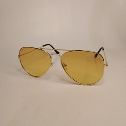 عینک مردانه ریبن دسته فلزی باریک شیشه زرد 