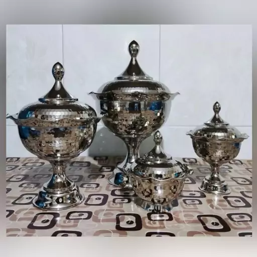 آجیل خوری مسی کروم پایه دار درجه یک ( قادر زنجان )