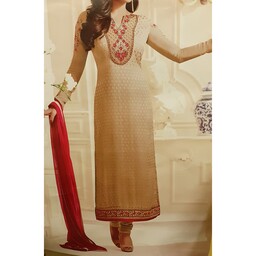 لباس زنانه هندی سه تیکه حریر نقش برجسته نیمه آماده  خاص مجالس فری سایز تاسایز 46