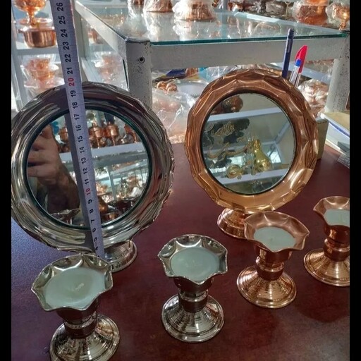 آینه و شمعدان  مسی