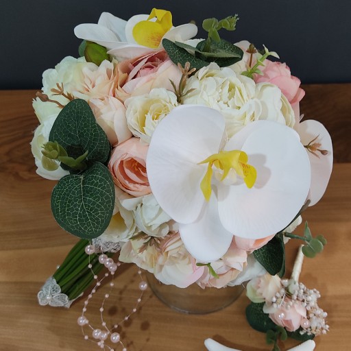 دسته گل مصنوعی عروس، ترکیبی، ارکیده و پیونی