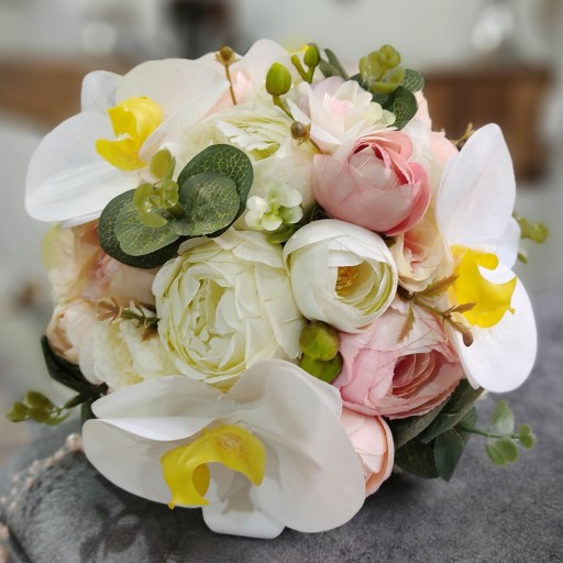دسته گل مصنوعی عروس، ترکیبی، ارکیده و پیونی