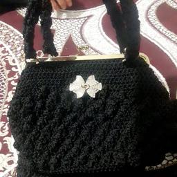 کیف بسیار زیبای رو دوشی مکرومه دستبافت مشکی مدل فندقی