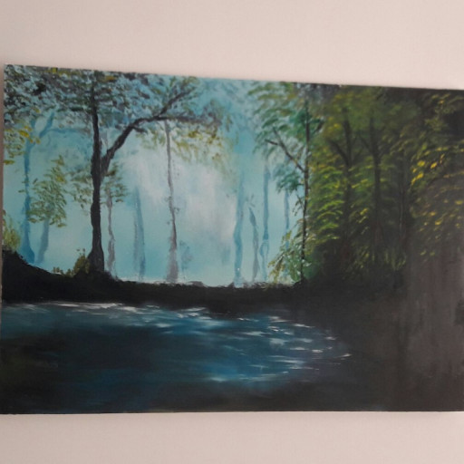 نقاشی رنگ روغن از جنگل