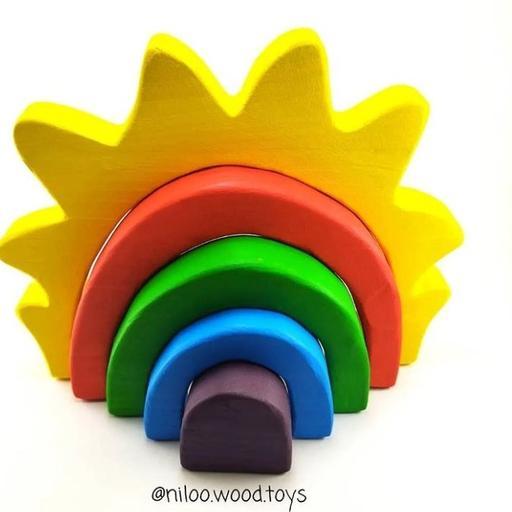 اسباب بازی چوبی پازل خورشید دست ساز با برند نیلو تویز 