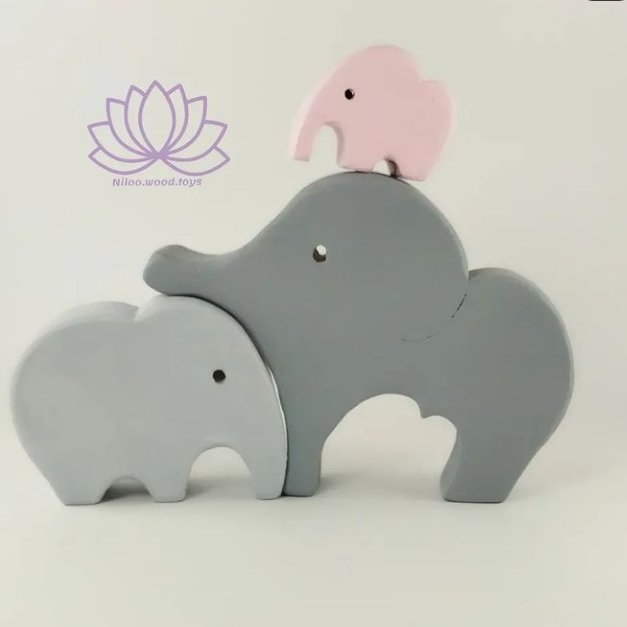 اسباب بازی پازل فیل چوبی دست ساز برند نیلو تویز