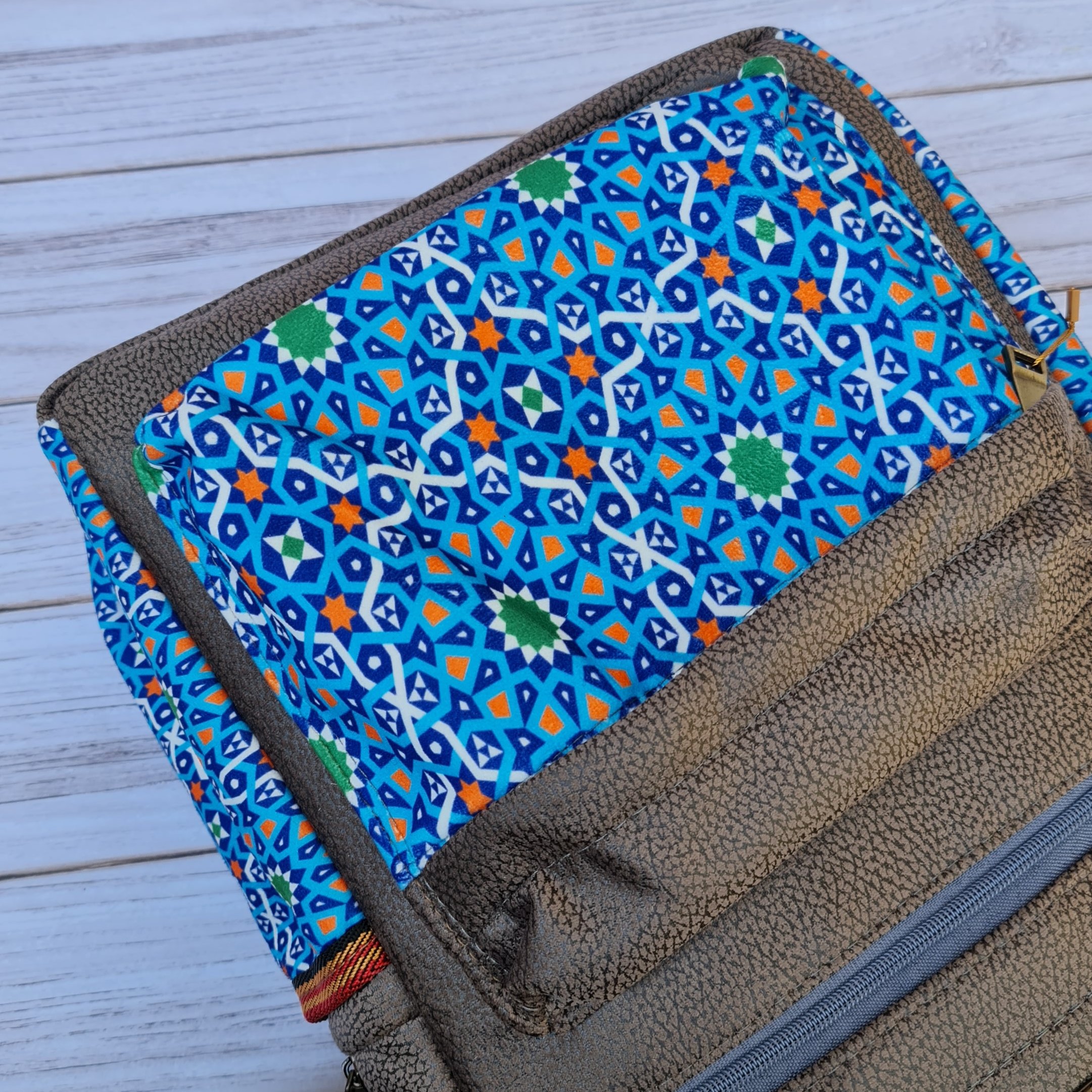 کوله پشتی درخشان (سه کاره)  یوتاب طرحدار با پارچه میکرو درجه یک و فینو و چرم دوزی داخل کیف مدل 8004