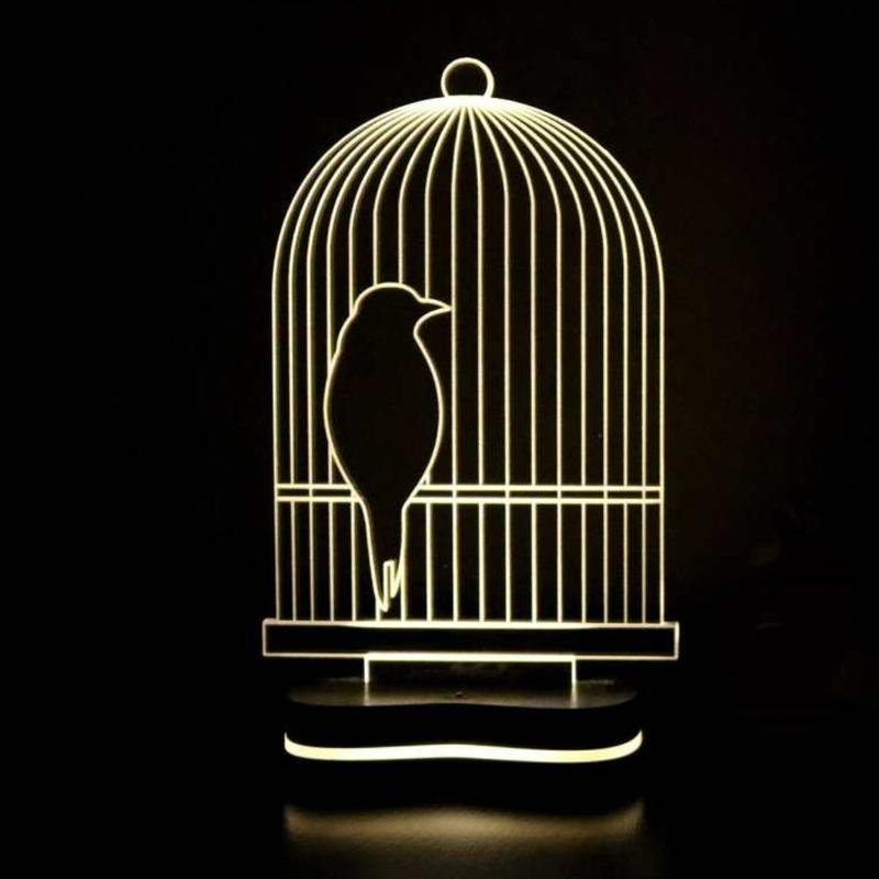 چراغ خواب طرح پرنده و قفس آباژور طرح پرنده و قفس چراغ رومیزی