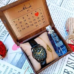 باکس دوست داشتنی ساعت و دستبند و ادکلن مناسب برای هدیه روزهای خاص و تولد و یادگاری شیک و جذاب 