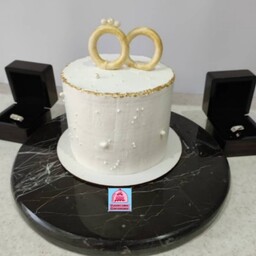 مینی کیک شکلاتی سالگرد عقد و عروسی با تاپر حلقه 600 گرمی 