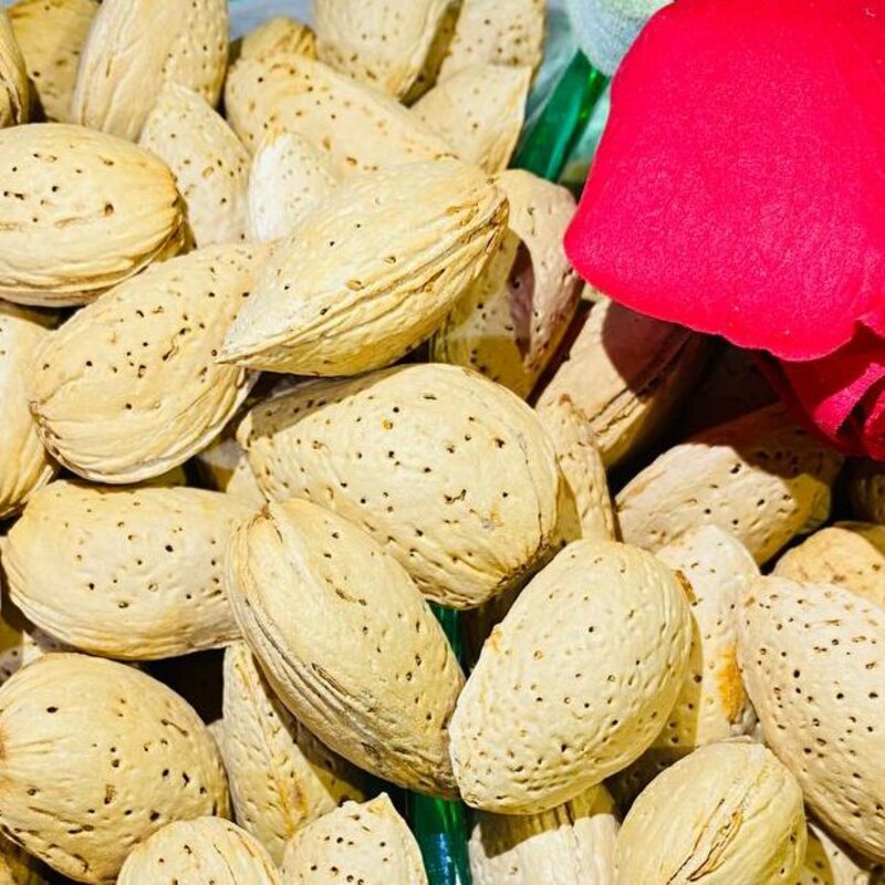 بادام سنگی  تازه وخوشمزه  با مغز درشت وروشن محصول امسال از باغهای آذربایجان بابسته بندی 1000 گرمی 