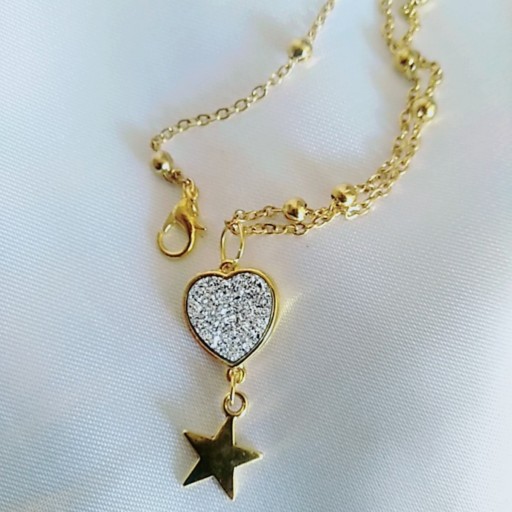 گردنبند طرح قلب سوارسکی با آویز ستاره
