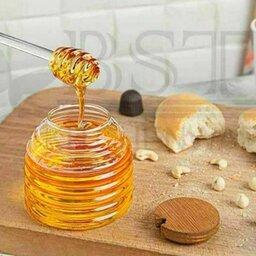 ظرف عسل بدنه شیشه ای درب چوبی