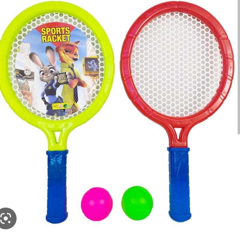 اسباب بازی راکت تنیس بدمینتون دو عددی همراه دو توپ