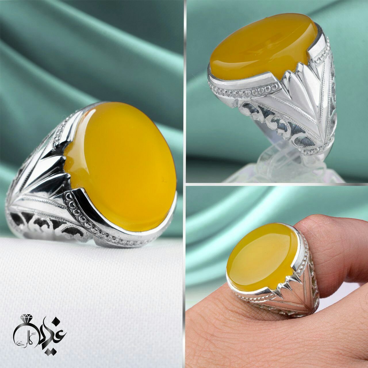 انگشتر مردانه عقیق زرد