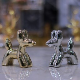 اکسسوری مجسمه دکوری سگ اسکوبی نقره ای و طلایی 