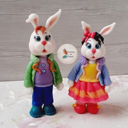 خرگوش خمیری  دختر و پسر  مجسمه و عروسک نماد سال1402 