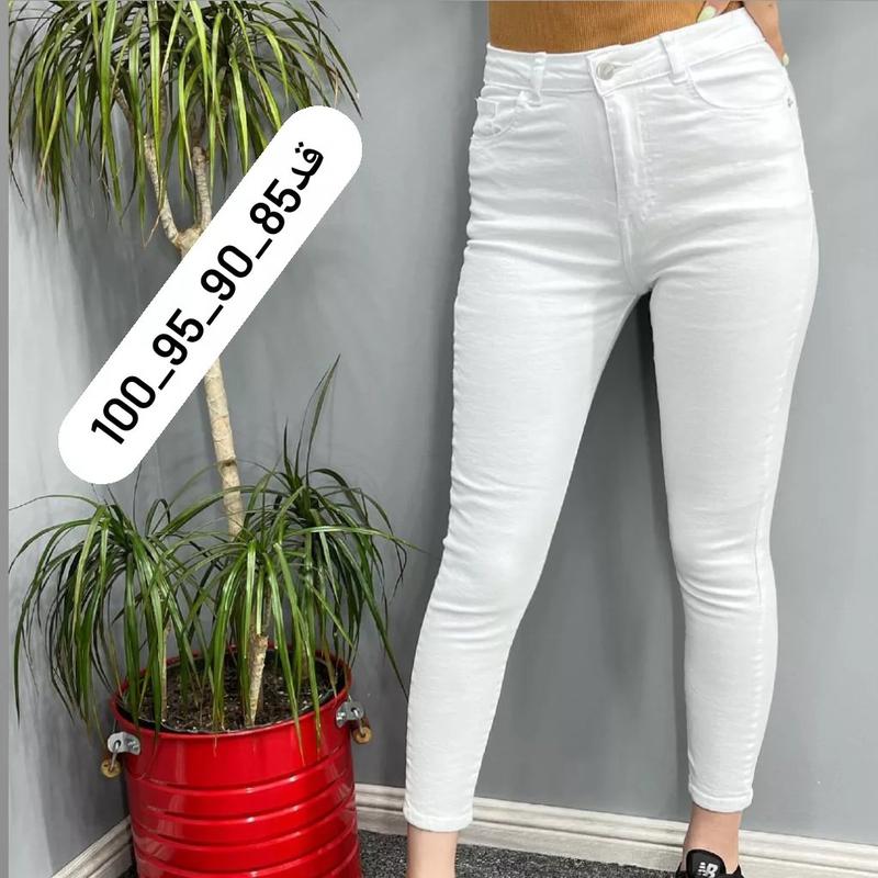 شلوار جین جذب سفید ترک قد85-90-95-100 با سایزبندی کامل