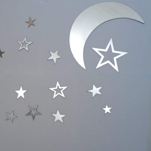 آینه دکوراتیو، جنس مولتی استایل،طرح ماه و ستاره، رنگ طلایی
