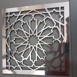 آینه دکوراتیو مولتی استایل، طرح سنتی  شمسه، بسته 10 عددی ابعاد هر مربع 15 در 15 ،رنگ نقره ای