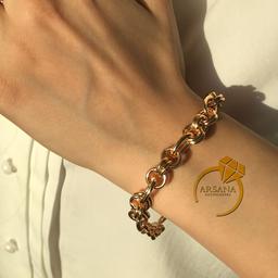 دستبند زنانه برنجی کد 628 مدل زنجیری طرح طلا