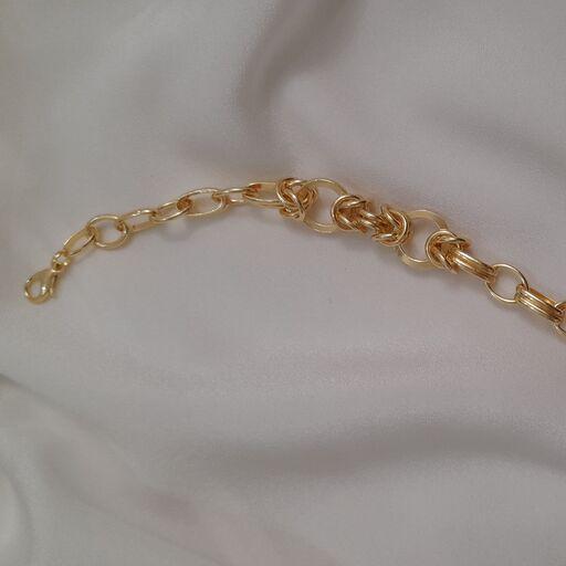 دستبند زنانه برنجی مدل زنجیری طرح طلا کد 601