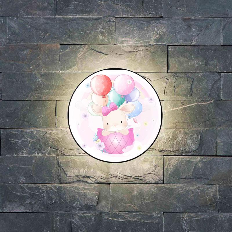 اکسسوری چراغ خواب  فانتزی دیواری اتاق کودک طرح خرگوش بادکنک دار
