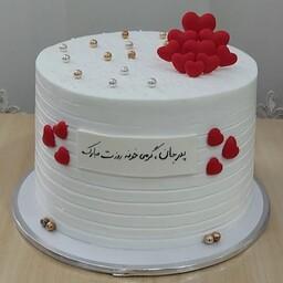 کیک تولد عاشقانه قلبی خامه ای کیک شیک
