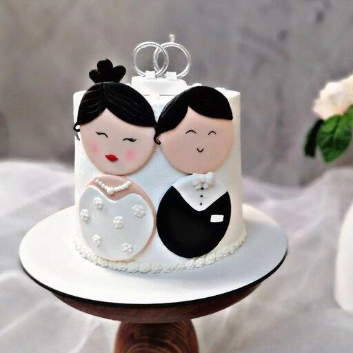 کیک عروس،کیک عقد،کیک سالگرد ازدواج، خامه ای  فوندانتی 