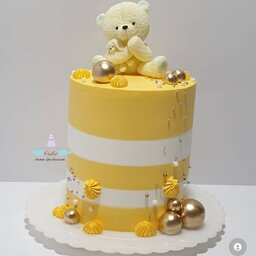 کیک تولد تدی،کیک تولد زرد ،کیک تولد خانگی ،خامه ای