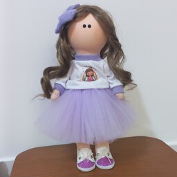 عروسک روسی دختر رنگ بنفش سایز 35 سانتی