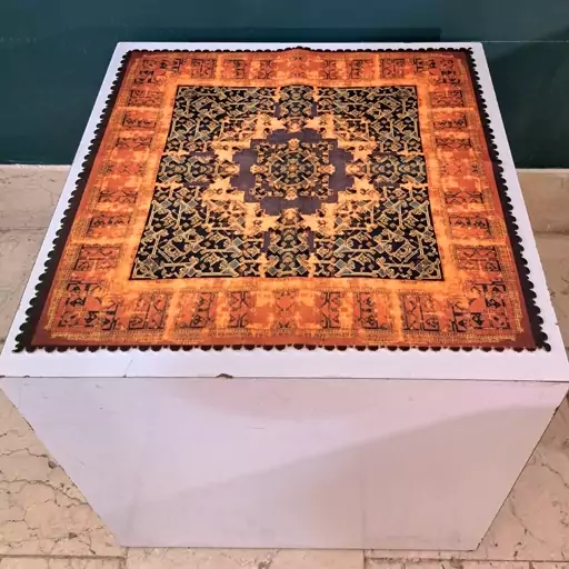 رو میزی مخمل عسلی ناوال طرح پازیریک  سایز 40 در 40 