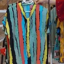 بلوز نخی طرح دار یقه کراواتی بسیار خنک و سبک