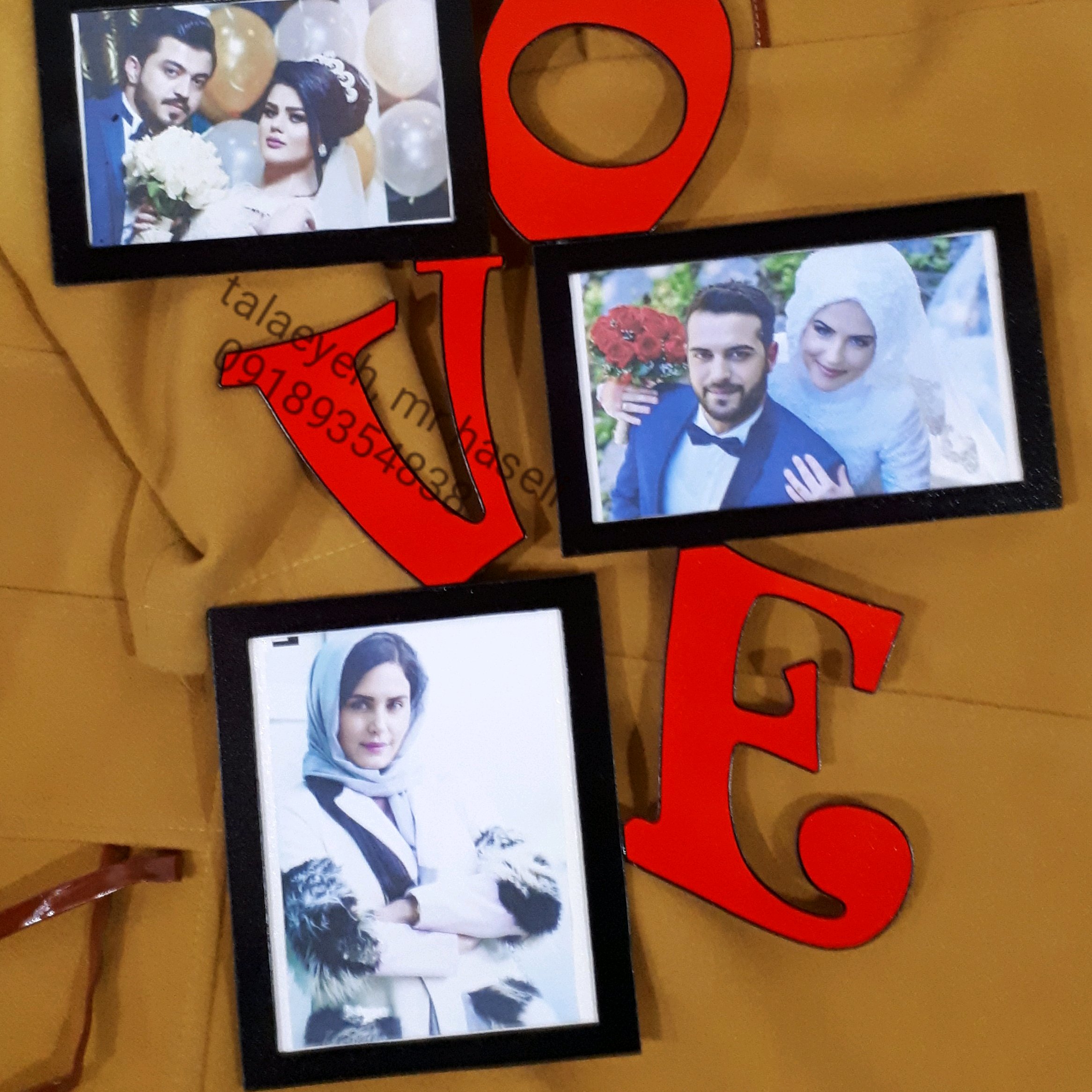 قاب عکس چوبی فانتزی طلاییه+هدیه خاص