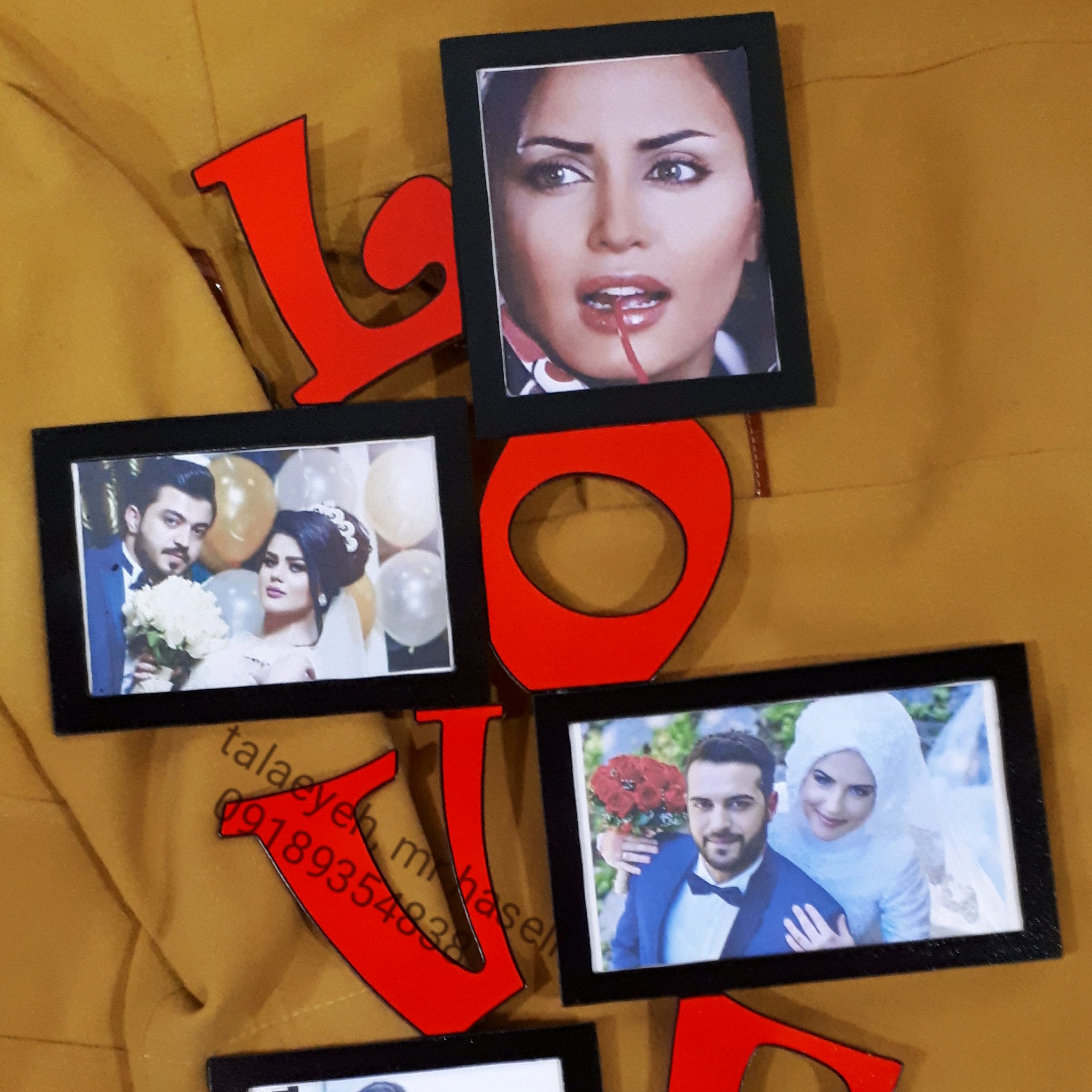قاب عکس چوبی فانتزی طلاییه+هدیه خاص