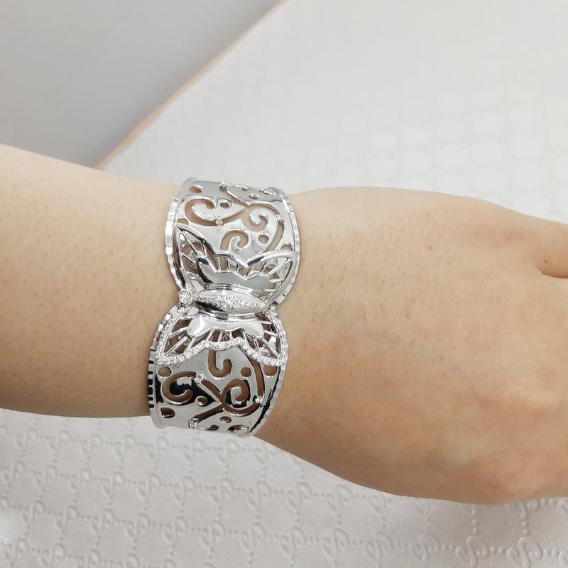 دستبند نقره  جواهر  تایلندی با آبکاری طلا سفید 