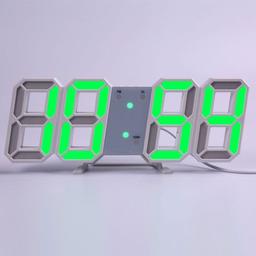 ساعت دیجیتال رومیزی سه بعدی فریم سفید نور سبز 2310
