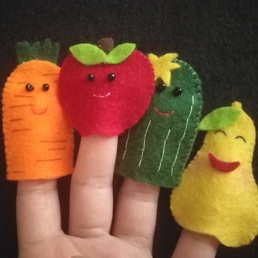 عروسک انگشتی نمدی دست دوز زیبا و مقاوم مجموعه میوه و سبزیجات