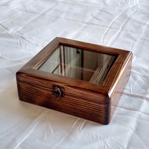 جعبه دمنوش چوبی درب شیشه ای